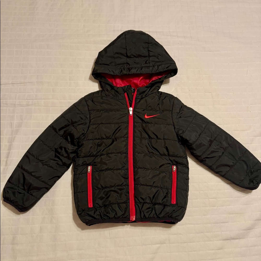 Nike black and red puffer coat